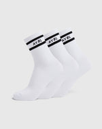 Everyday Double Stripe Crew Socks (3 Pack) - Blanc